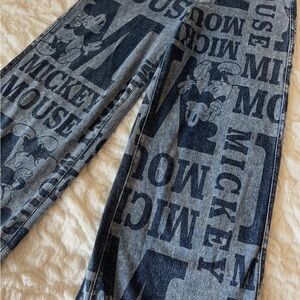 Disney Mickey Mouse Print Gray Jeans